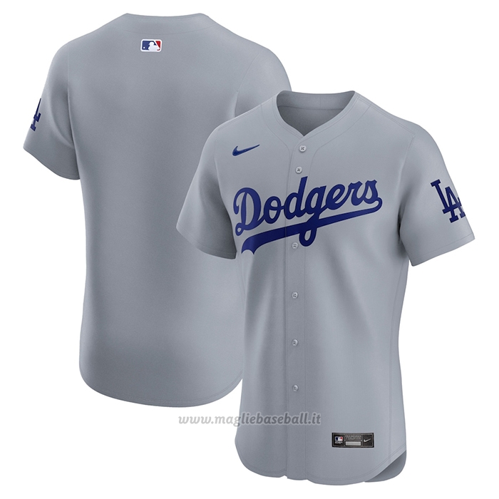 Maglia Baseball Uomo Los Angeles Dodgers Alternato Vapor Premier Elite Patch Grigio